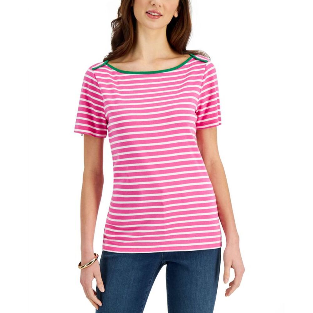 Charter Club Prima Knit Striped Boatneck Top